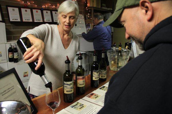 Pouring in the tasting room