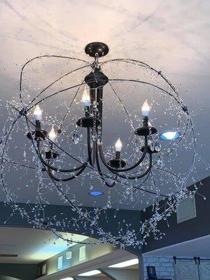 Handmade chandelier in our waiting area!