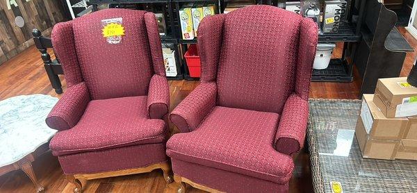 Beautiful wingback chairs super comfortable only $120 for the pair!