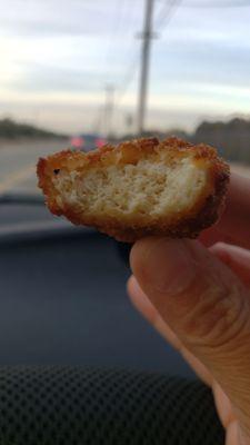 Closer look inside the chicken nugget