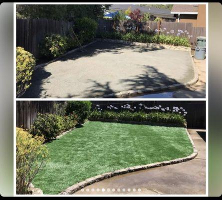 New artificial turf installation