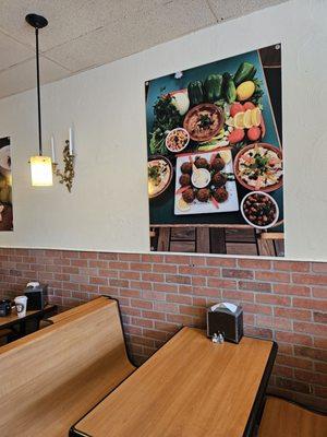 One of the booths and a wall enlarged photograph.