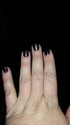 Gel nails with a brown sparkly color!! Love it.