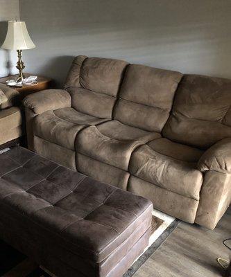 The extremely heavy Couch from Hell in it's new home!