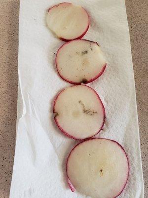 Today's radishes...wasn't sure so I did not eat them.