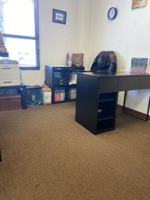 Cute little desk inside the Biometrics office