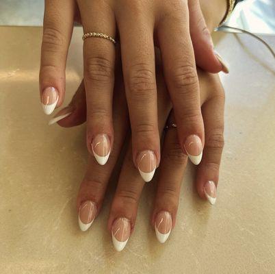 Acrylic short almond French tip