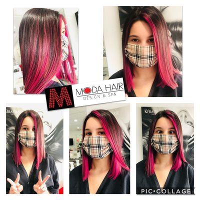 Pink balayage near me call moda hair design and spa at 9543066675