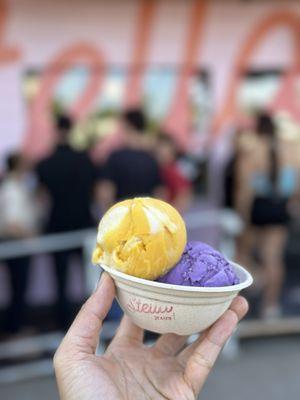 Mango sticky rice and ube