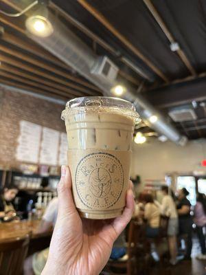 Iced Horchata Latte with oat milk - smooth, sweet, and flavorful.