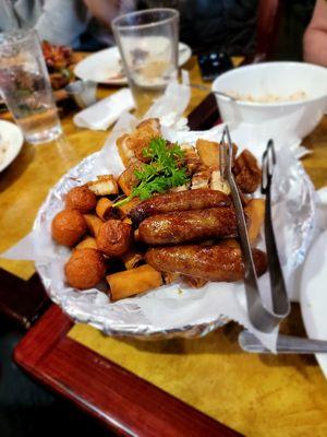 Fried sampler with excellent longanisa and lumpiang shanghai/lumpia.