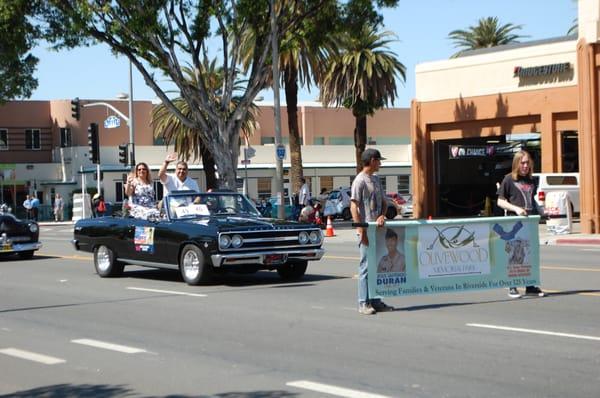 2015 A Salute to Veterans Parade Banner for Olivewood Memorial Park honoring Sgt. Jesus S. Duran 2014 Medal of Honor Recipient.