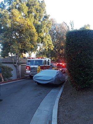 Emergency vehicles impeded by car with special exemption