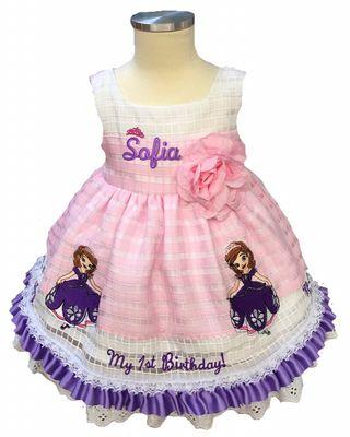 First Birthday Sofia The First embroidered  baby dress