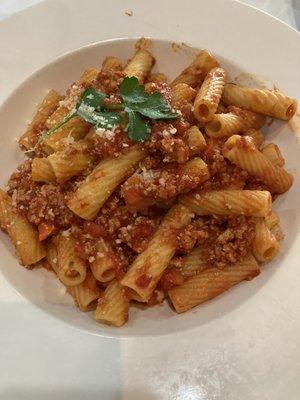 Outstanding Bolognese over rigatoni