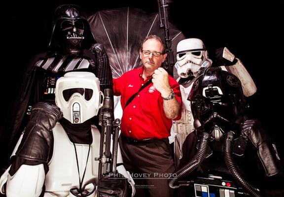 Milford Photo Camera Coach Jesse Thompson is captured by members of Darth Vader's 501st Legion - Photo Event