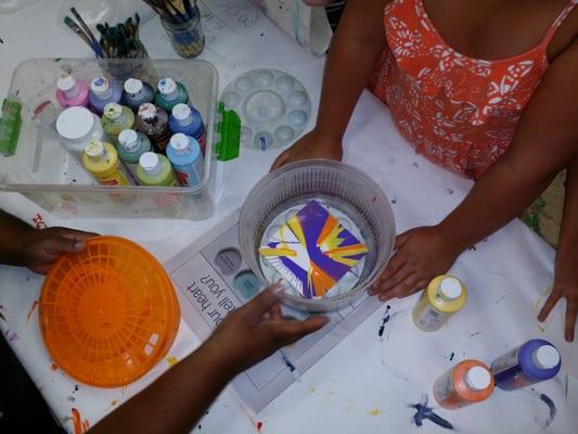 Spin art at art camp