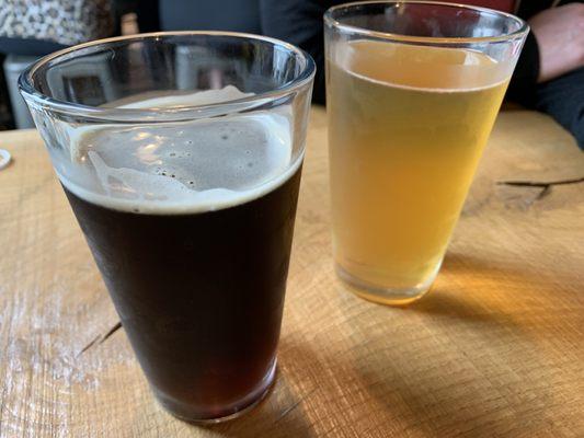 The brown and the Helles lager