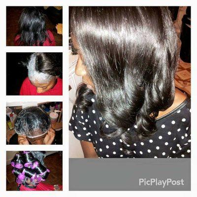 Sew-in Weave getting retightened, shampoo, conditioner and roller set also a partial relaxer