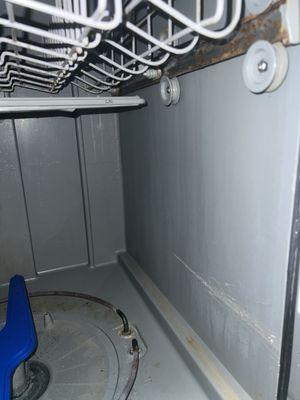 Rusty old dishwasher. Upper management claims "as long as it turn on" it works & we should be fine with it.