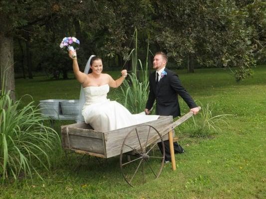 Nathan trying to run off with his bride :)