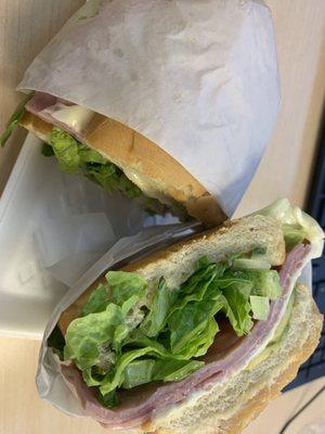 Inside look of ham torta