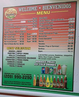 Your menu and prices