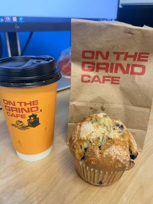 Blueberry muffin, medium coffee