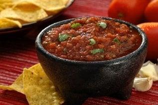 Fire-Roasted Tomato Salsa- fire-roasted roma tomatoes, onions, garlic and cilantro chili de arbol.