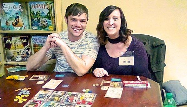 Enjoying a game of Istanbul in The Observatory, one of our three Game Rooms. Join us for Free Open Gaming whenever we're open!