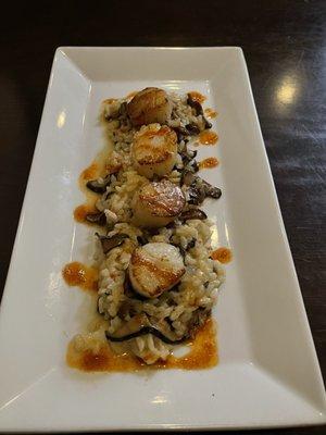 Pan Seared Sea Scallops and mushroom risotto