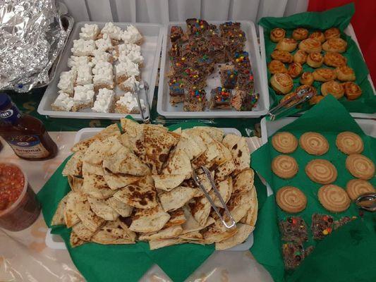 Homemade appetizers and treats.