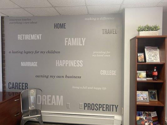 Insurance touches everything I care about. What words would you add to this wall?