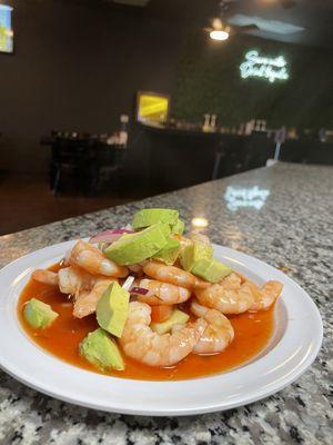 Tostada Ceviche de Camaron Cocido Tostada