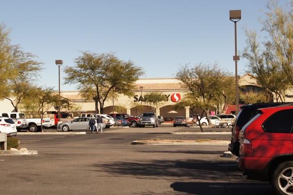 Parking lot and front view