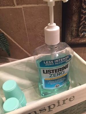 Provided in the bathroom, such a great idea!