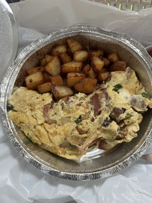 Meat Lovers Omelette and Home Fries