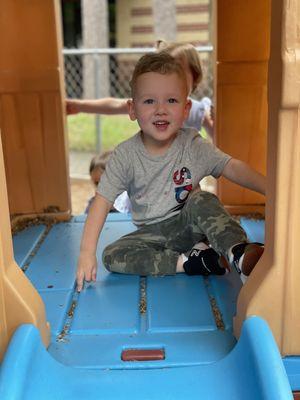 Playing outside on the playground is like being at the park!