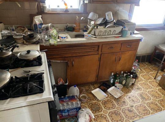 An example of a kitchen of a house we purchased.   We buy in any condition.