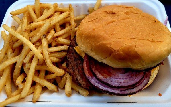 Cheeseburger and fries