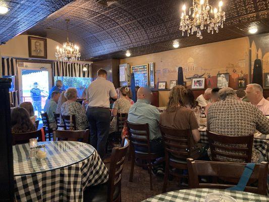 The dining room was old school, intimate, and lively