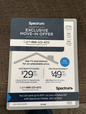 Spectrum Internet $49.99 for 300Mbps