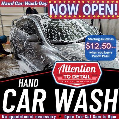 Hand Car Washes - no appointment necessary