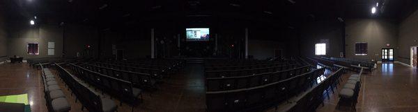 A pano of our empty sanctuary... nothing fancy, but it serves us well when we need the space each Sunday!