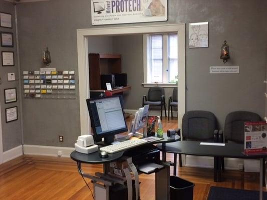 Our lobby looking into our desktop display room and diagnostic area