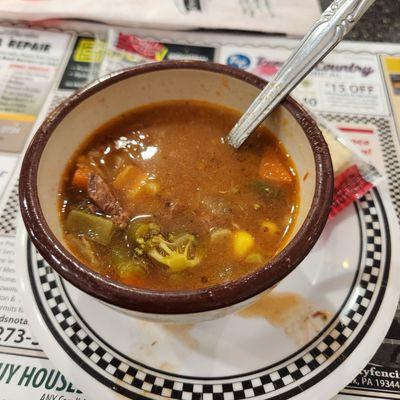 Very good cup of vegetable beef soup