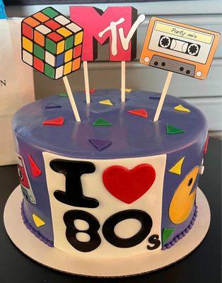 Lemon cake with everything 80s fondant icing for a 40th Birthday