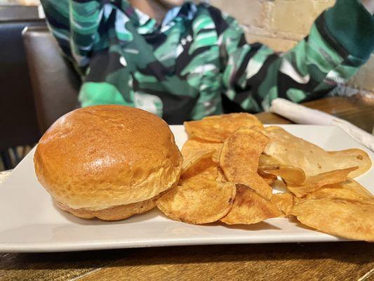 Kids' burger and chips