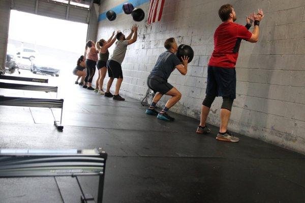 Group class working on those wall ball skills.