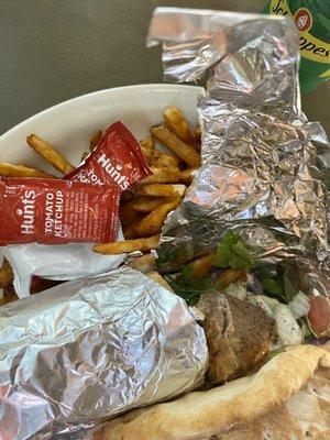 Lamb Wrap with fries